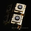 Shiny Black White Crystal Rhinestone Cufflinks Mens Luxury Glass Shirt Cufflinks